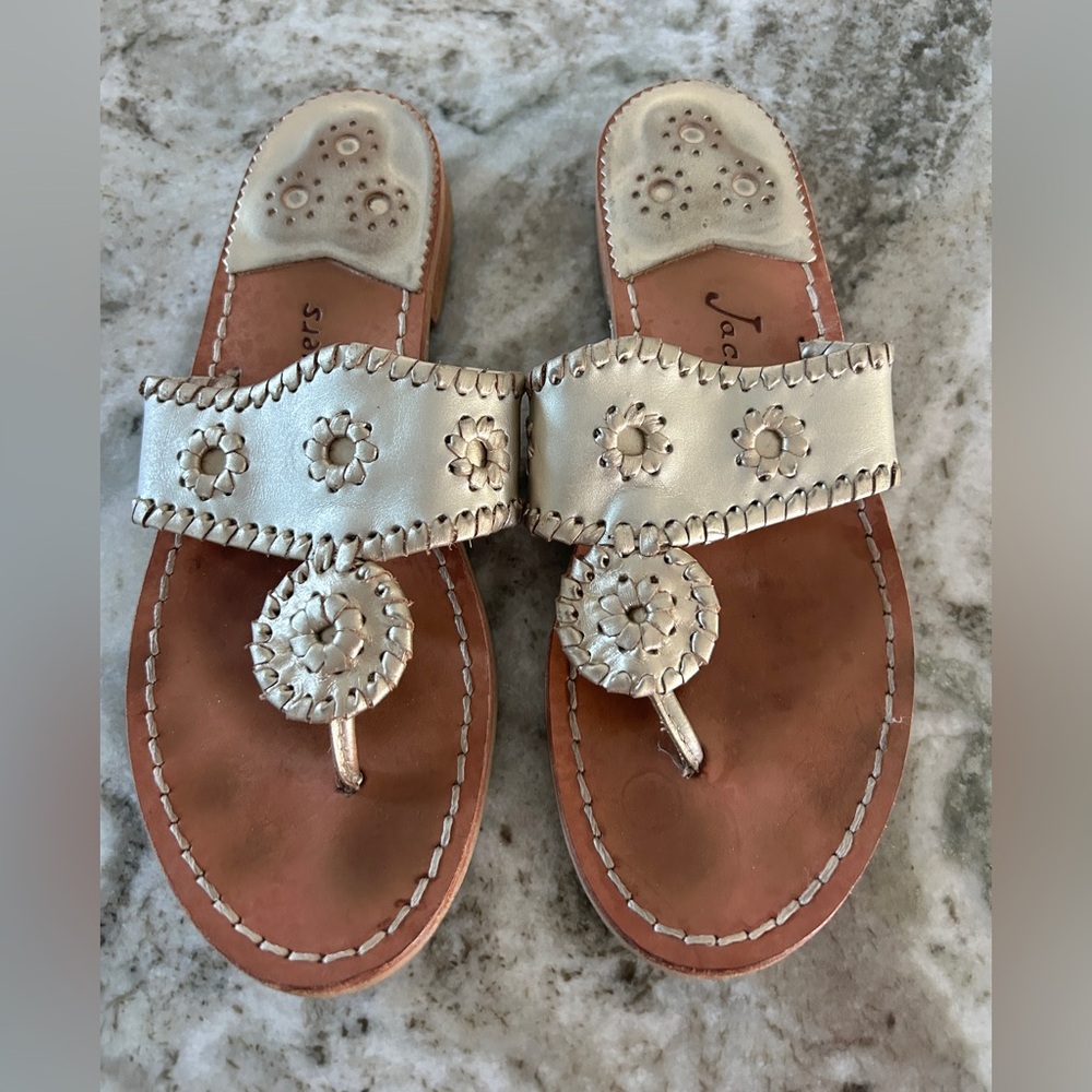 Jack Rogers Gold Leather Sandals